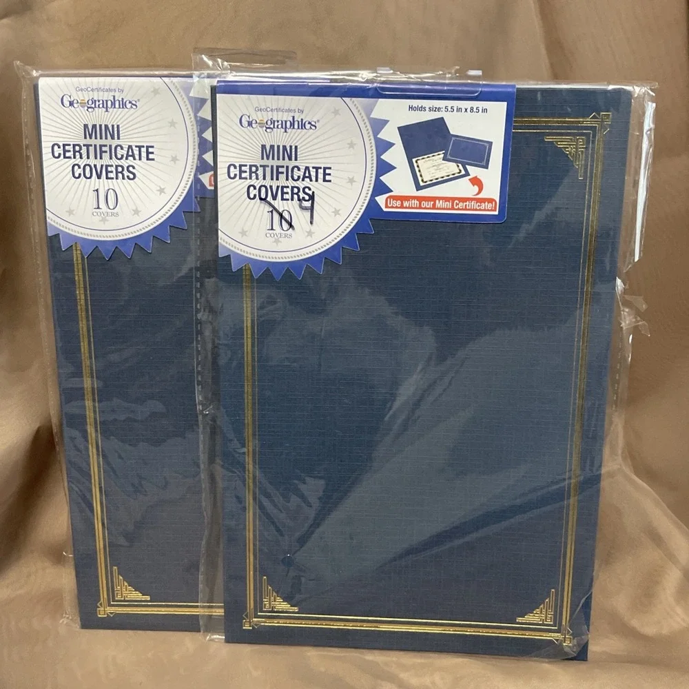 Geographics® Linen Mini Certificate Award Covers Navy 14 NEW 48761